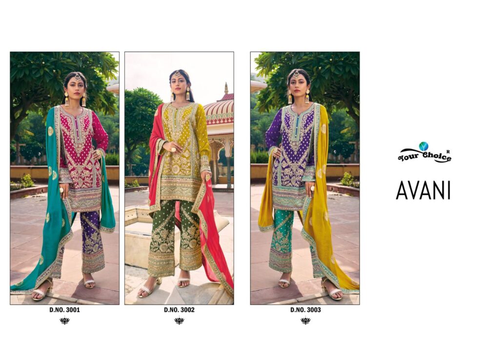 YOUR CHOICE AVANI BLOOMING CHINNON READYMADE SHARARA PLAZZO WEDDING WEAR - Image 5