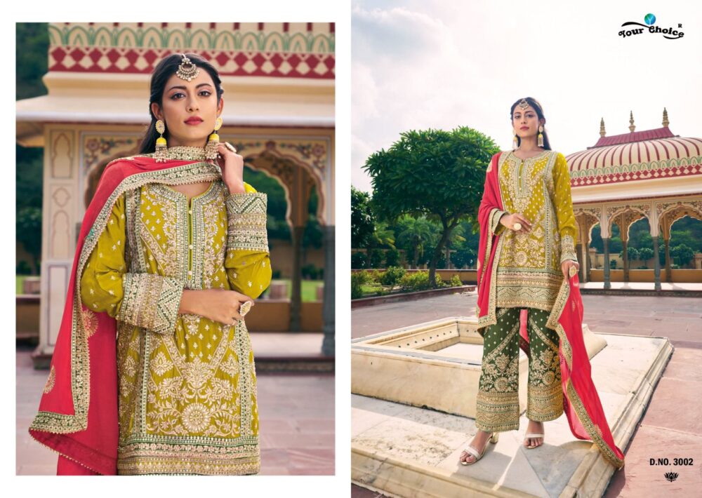 YOUR CHOICE AVANI BLOOMING CHINNON READYMADE SHARARA PLAZZO WEDDING WEAR - Image 2