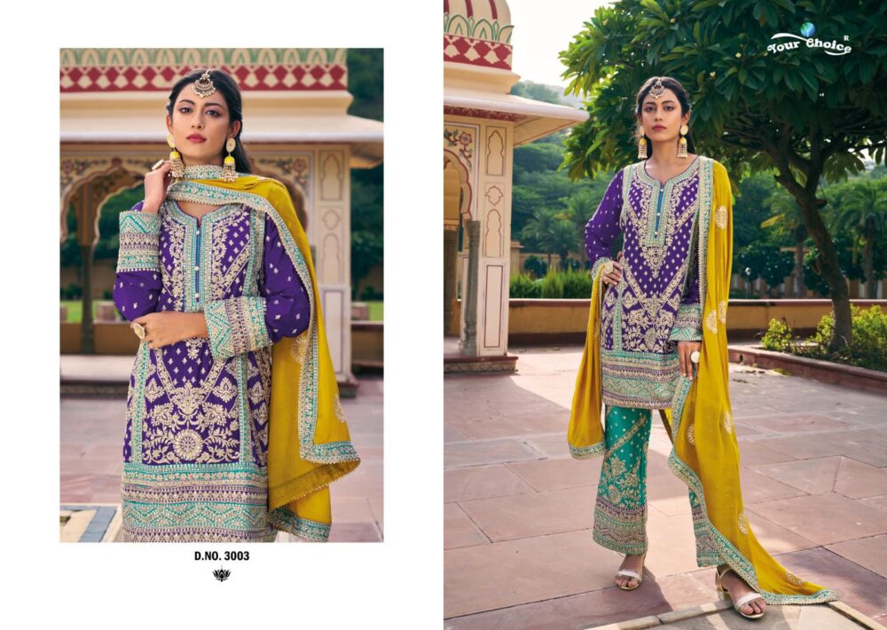 YOUR CHOICE AVANI BLOOMING CHINNON READYMADE SHARARA PLAZZO WEDDING WEAR - Image 3