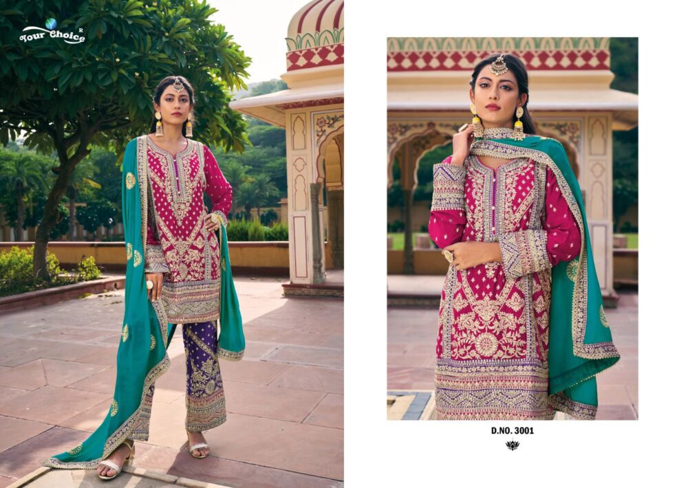 YOUR CHOICE AVANI BLOOMING CHINNON READYMADE SHARARA PLAZZO WEDDING WEAR - Image 4