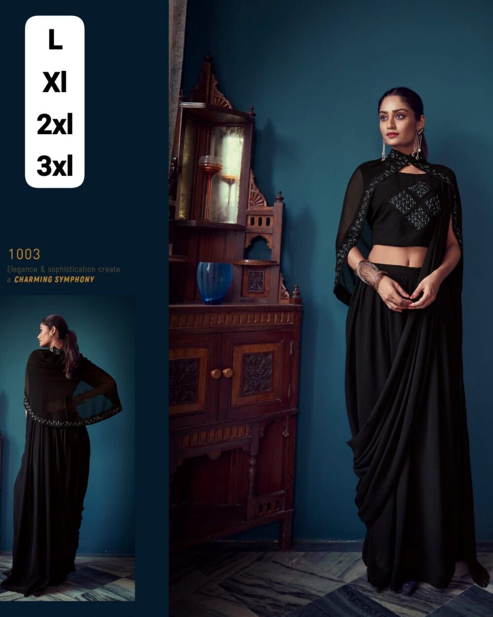 READY TO WEAR IMPORTED FABRIC RUFFILE DESIGNER BRANDED PARTY WEAR SAREES - Image 4