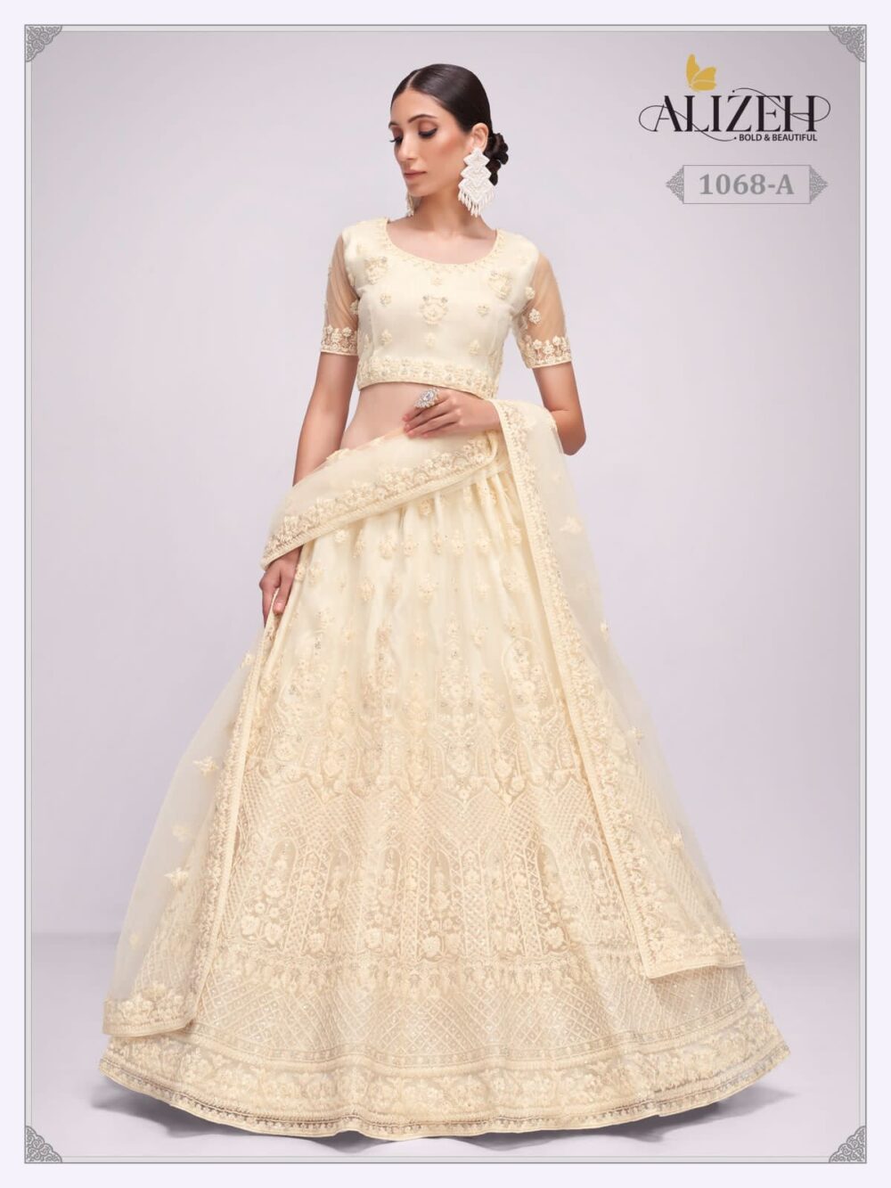 ALIZEH BRIDAL HERITAGE 1068-A OFF WHITE BRIDAL LEHENGAS - Image 4