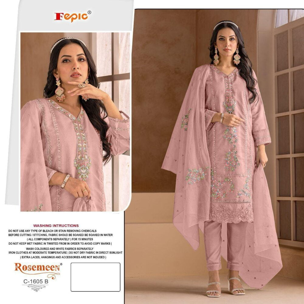 FEPIC C-1605 ROSEMEEN ORGANZA EMBROIDERED PAKISTANI SUITS ONLINE - Image 6