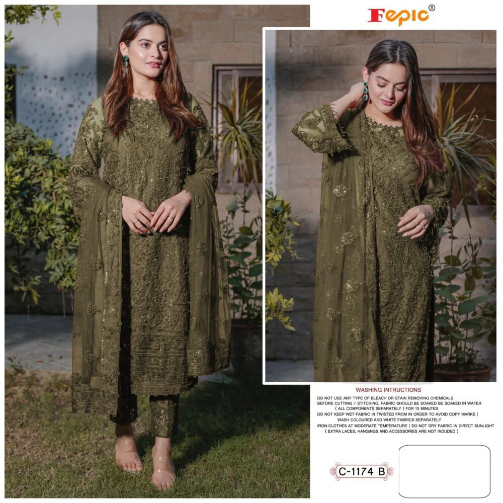 FEPIC C-1174 FAUX GEORGETTE EMBROIDERED PAKISTANJ SALWAR SUITS - Image 5