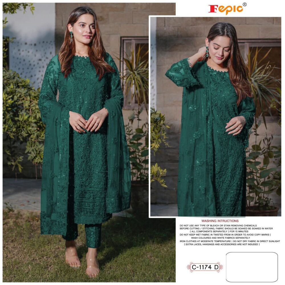 FEPIC C-1174 FAUX GEORGETTE EMBROIDERED PAKISTANJ SALWAR SUITS - Image 7