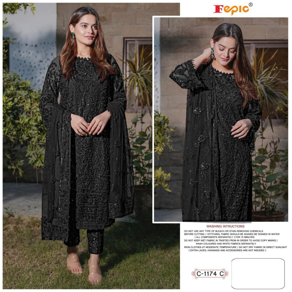 FEPIC C-1174 FAUX GEORGETTE EMBROIDERED PAKISTANJ SALWAR SUITS - Image 8