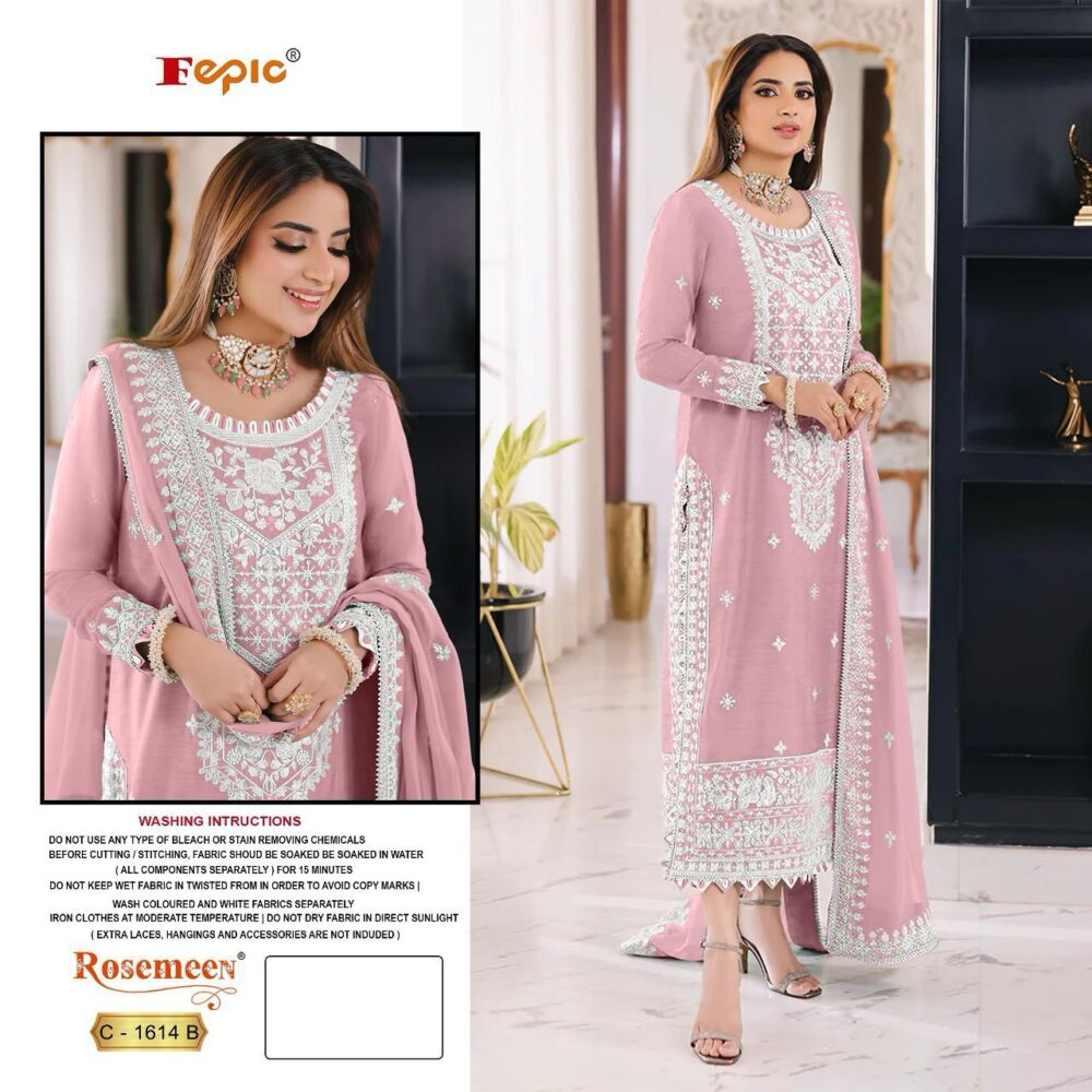 FEPIC C-1614 ORGANZA EMBROIDERED PAKISTANI PARTY WEAR SUITS - Image 7