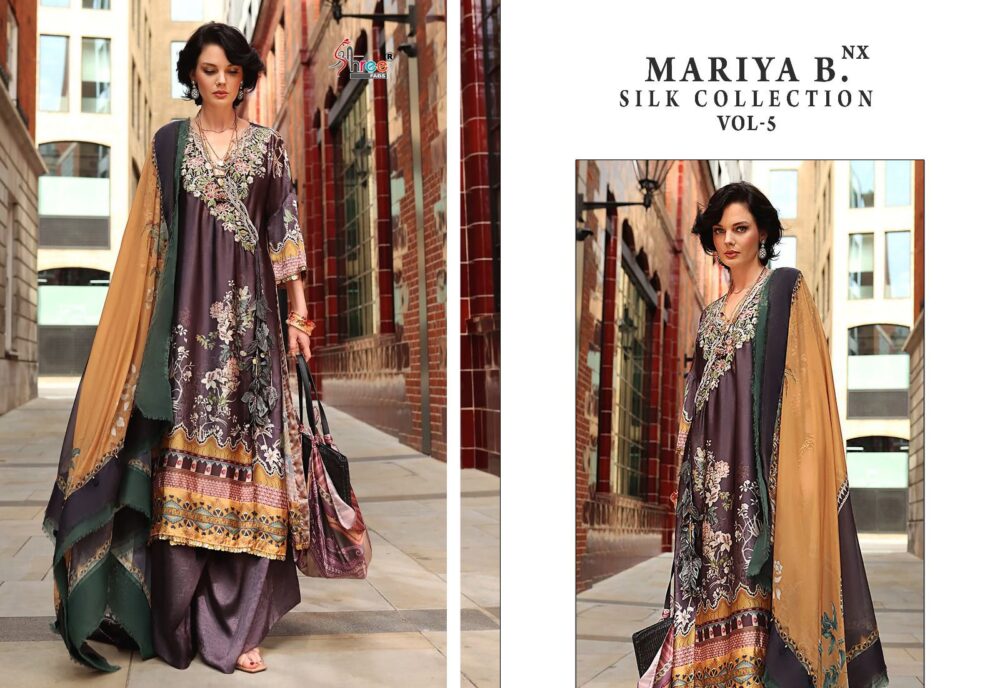 MARIA B SILK VOL-5 NX BY SHREE FABS 3286 TO 3291 PURE JAPAN SATIN PAKISTANI SUITS COLLECTION - Image 5