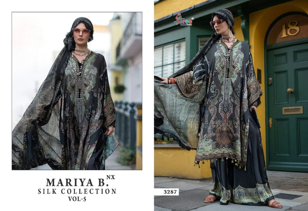 MARIA B SILK VOL-5 NX BY SHREE FABS 3286 TO 3291 PURE JAPAN SATIN PAKISTANI SUITS COLLECTION - Image 8