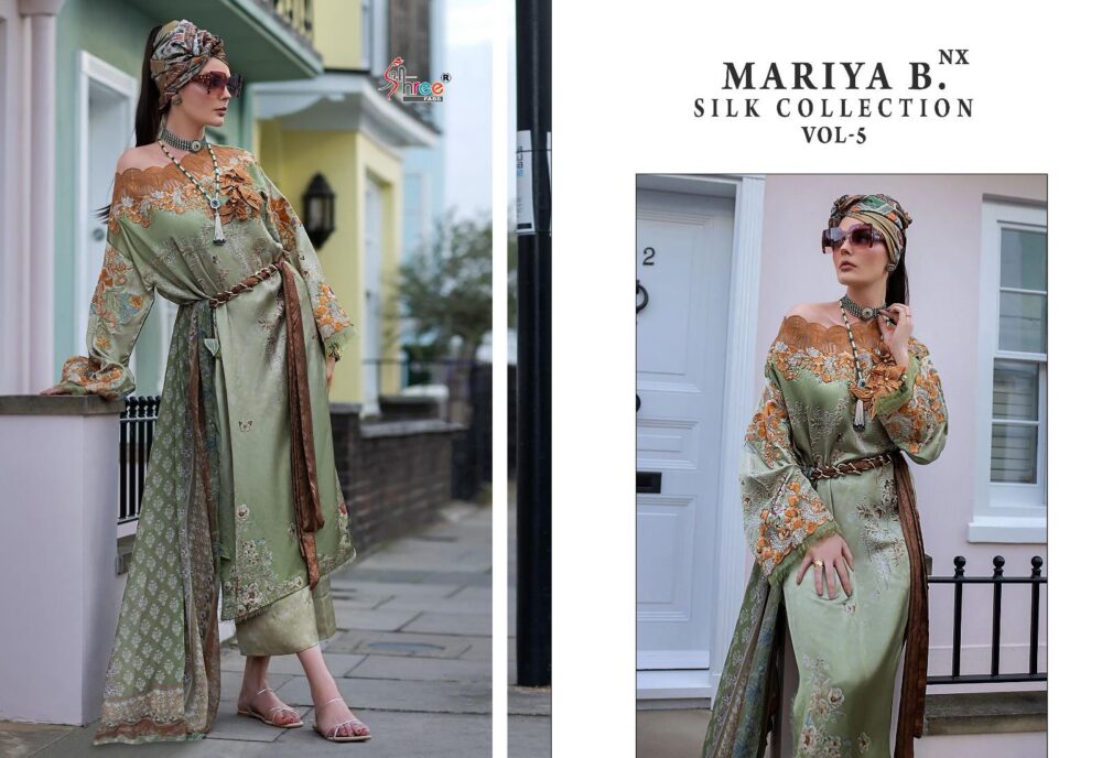 MARIA B SILK VOL-5 NX BY SHREE FABS 3286 TO 3291 PURE JAPAN SATIN PAKISTANI SUITS COLLECTION - Image 12