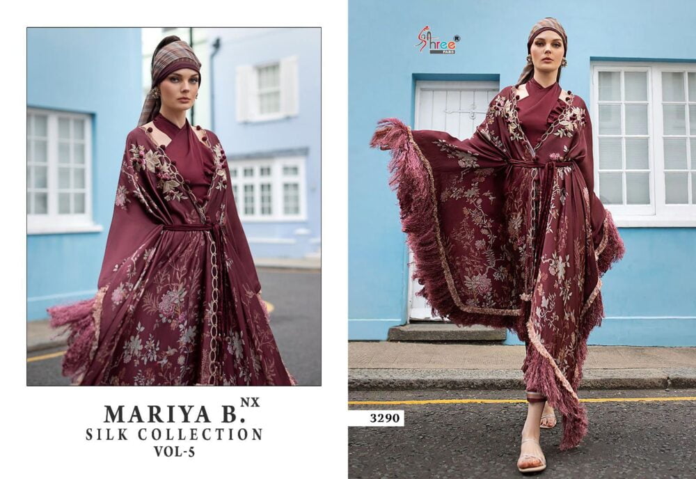 MARIA B SILK VOL-5 NX BY SHREE FABS 3286 TO 3291 PURE JAPAN SATIN PAKISTANI SUITS COLLECTION - Image 11