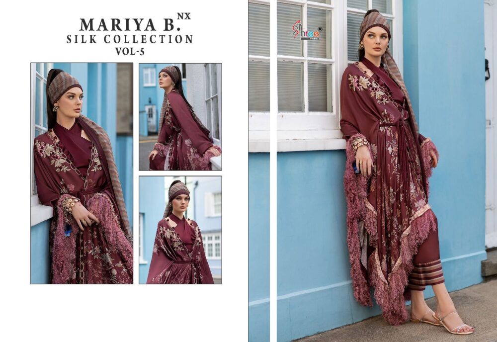 MARIA B SILK VOL-5 NX BY SHREE FABS 3286 TO 3291 PURE JAPAN SATIN PAKISTANI SUITS COLLECTION - Image 3