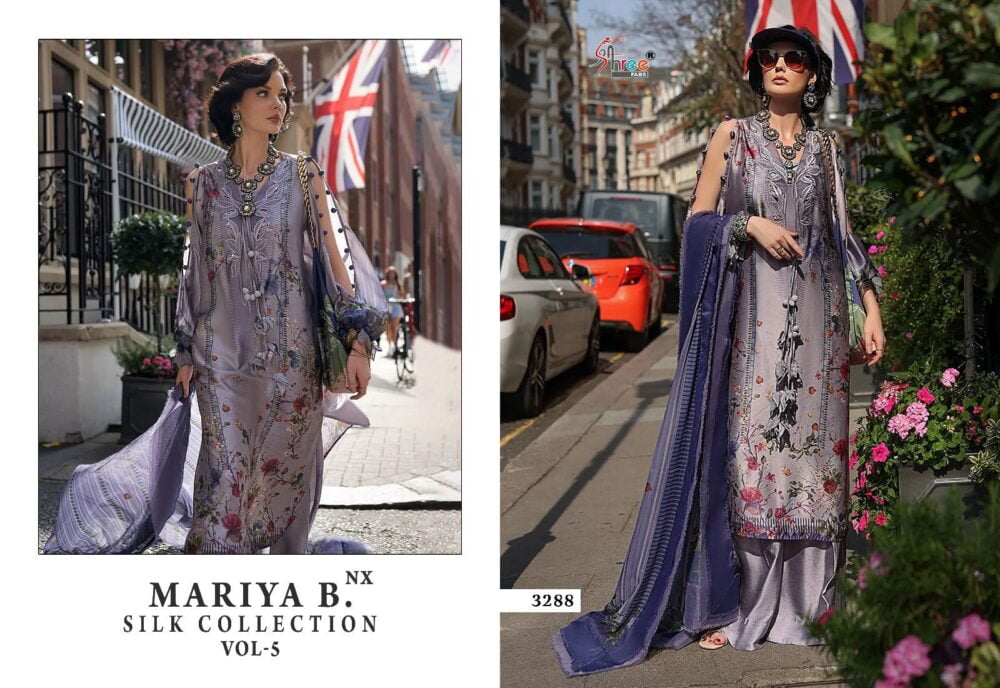 MARIA B SILK VOL-5 NX BY SHREE FABS 3286 TO 3291 PURE JAPAN SATIN PAKISTANI SUITS COLLECTION - Image 6