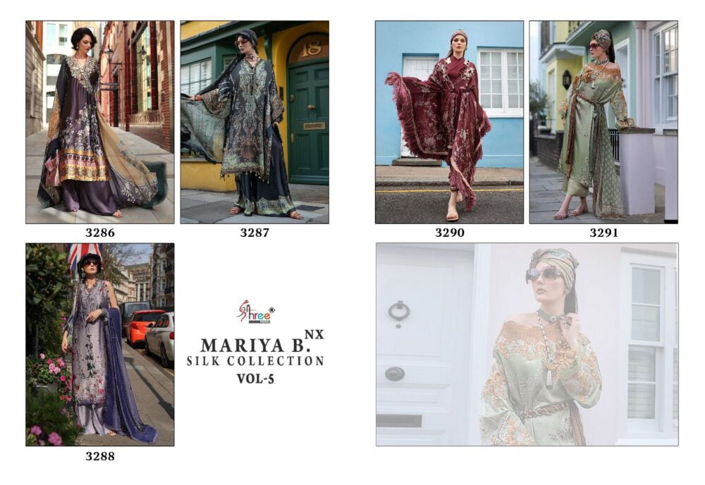 MARIA B SILK VOL-5 NX BY SHREE FABS 3286 TO 3291 PURE JAPAN SATIN PAKISTANI SUITS COLLECTION - Image 7