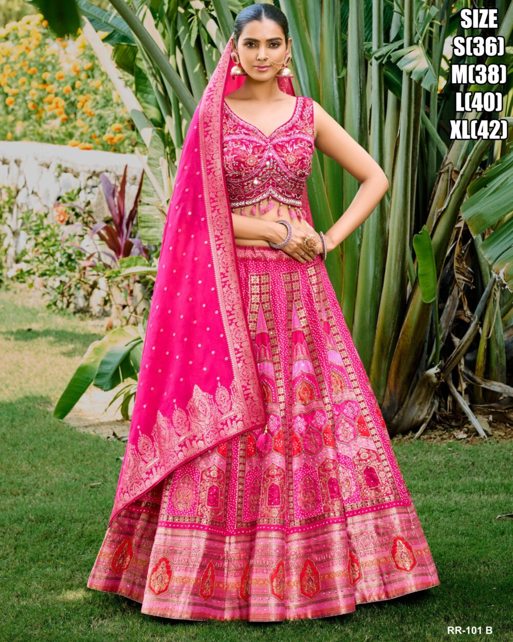 FANCY SILK READY TO WEAR WEDDING BRIDAL LEHENGA CHOLI - Image 8