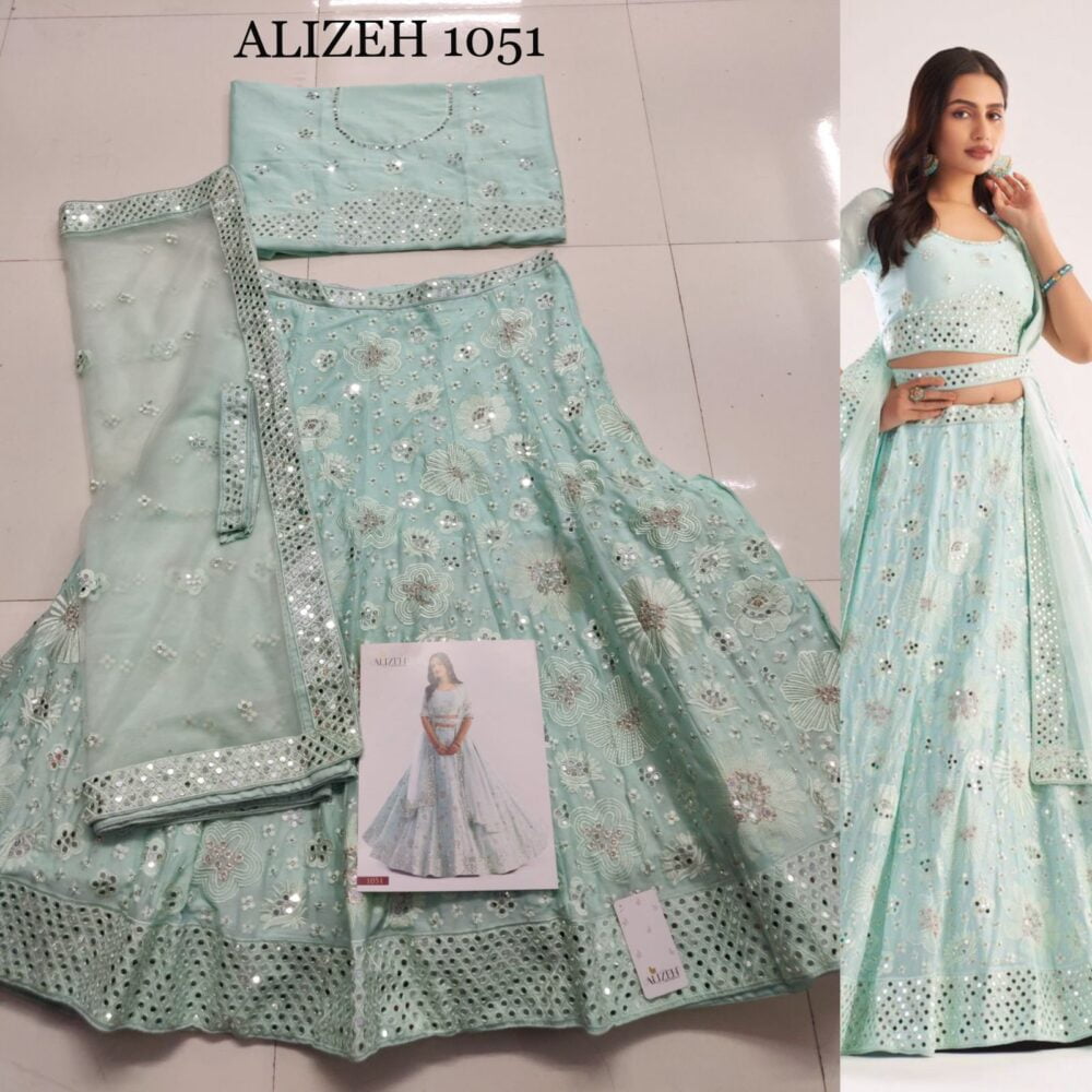 ALIZEH BRIDAL HERITAGE 1051 SILK GEORGETTE WEDDING BRIDAL LEHENGA CHOLI - Image 2