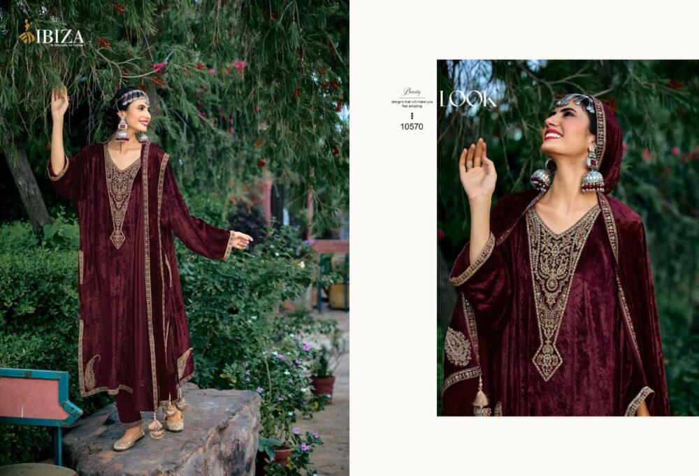 IBIZA LIFESTYLE PHERANS VOL-2 10570 TO 10575 SERIES PURE ITALIAN VISCOSE VELVER SALWAR KAMEEZ WHOLESALER - Image 4