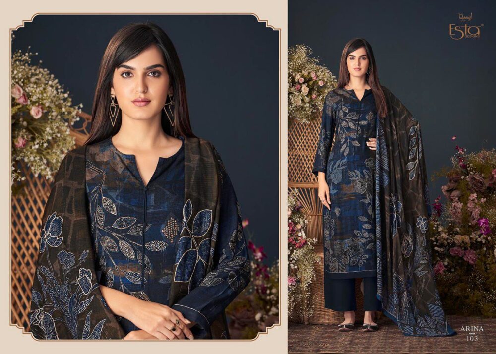 ESTA DESIGNS ARINA DIGITAL PRINTED PURE PASHMINA SALWAR SUITS - Image 15