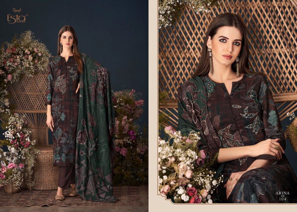 ESTA DESIGNS ARINA DIGITAL PRINTED PURE PASHMINA SALWAR SUITS - Image 11