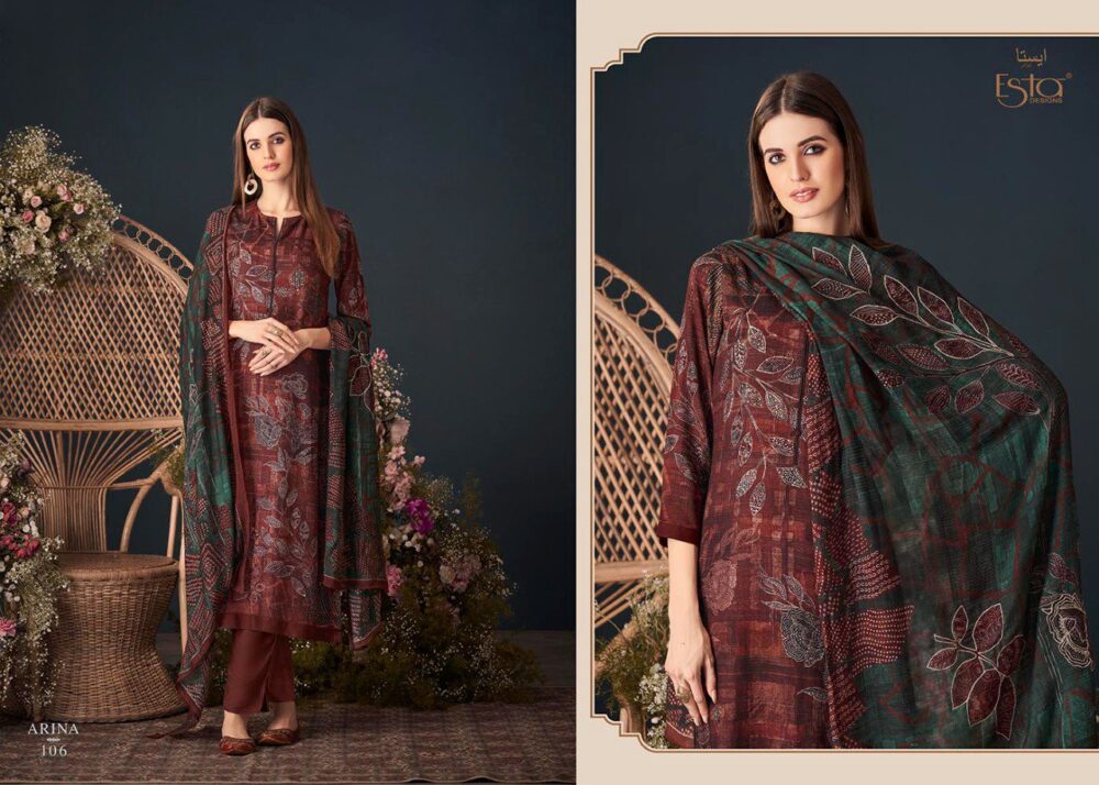 ESTA DESIGNS ARINA DIGITAL PRINTED PURE PASHMINA SALWAR SUITS - Image 3