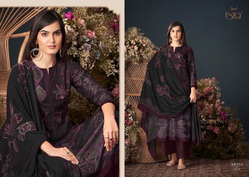 ESTA DESIGNS ARINA DIGITAL PRINTED PURE PASHMINA SALWAR SUITS - Image 12