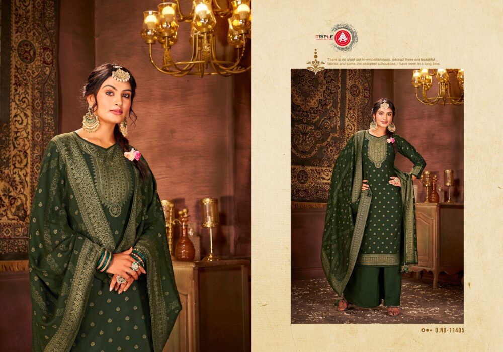 HARITA VOL-2 BY TRIPLE A PURE PASHMINA DESIGNER BRANDED SALWAR SUITS - Image 7