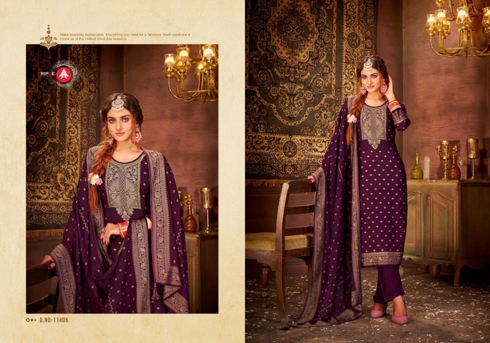 HARITA VOL-2 BY TRIPLE A PURE PASHMINA DESIGNER BRANDED SALWAR SUITS - Image 6