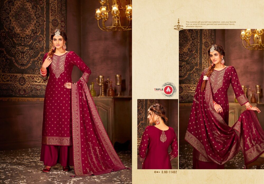 HARITA VOL-2 BY TRIPLE A PURE PASHMINA DESIGNER BRANDED SALWAR SUITS - Image 5