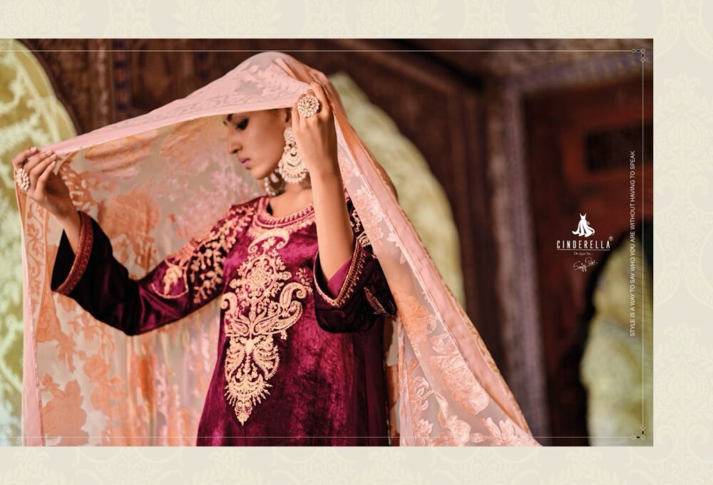 CINDRELLA PALACHI PATTALES PURE VELVET DESIGNER  SALWAR KAMEEZ DRESS MATERIALS - Image 2