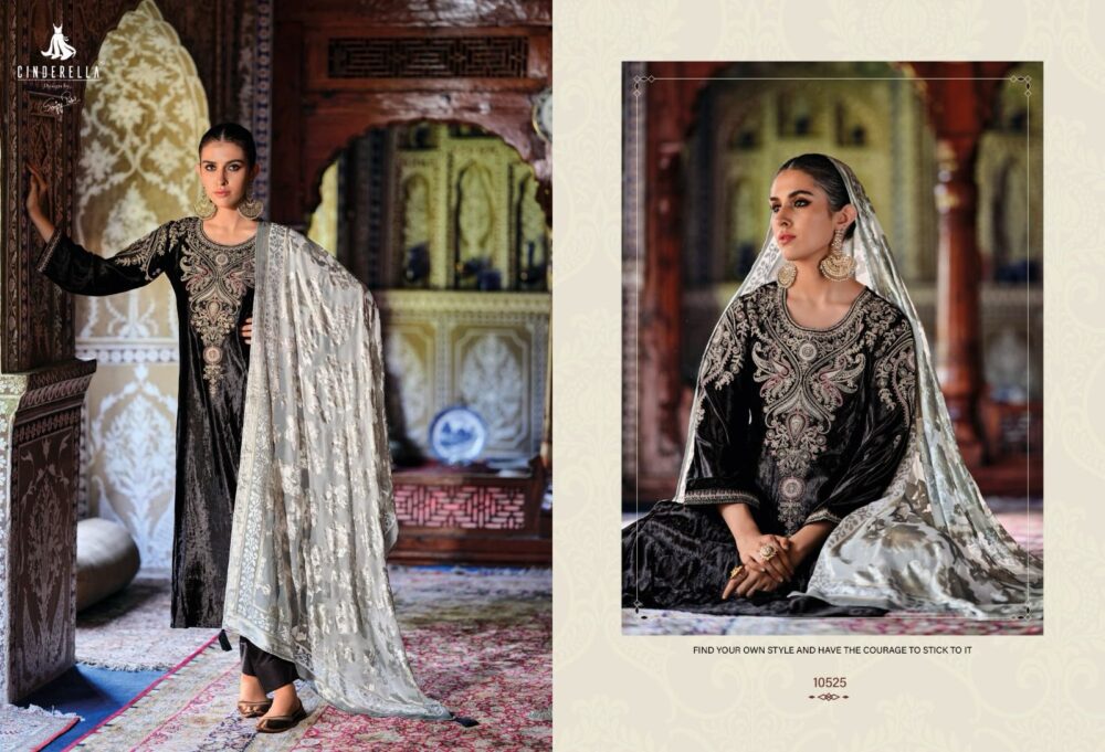 CINDRELLA PALACHI PATTALES PURE VELVET DESIGNER  SALWAR KAMEEZ DRESS MATERIALS - Image 4
