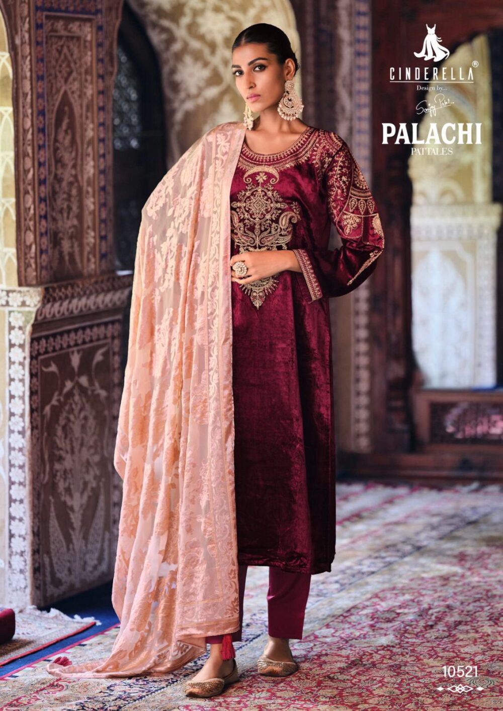 CINDRELLA PALACHI PATTALES PURE VELVET DESIGNER  SALWAR KAMEEZ DRESS MATERIALS - Image 9