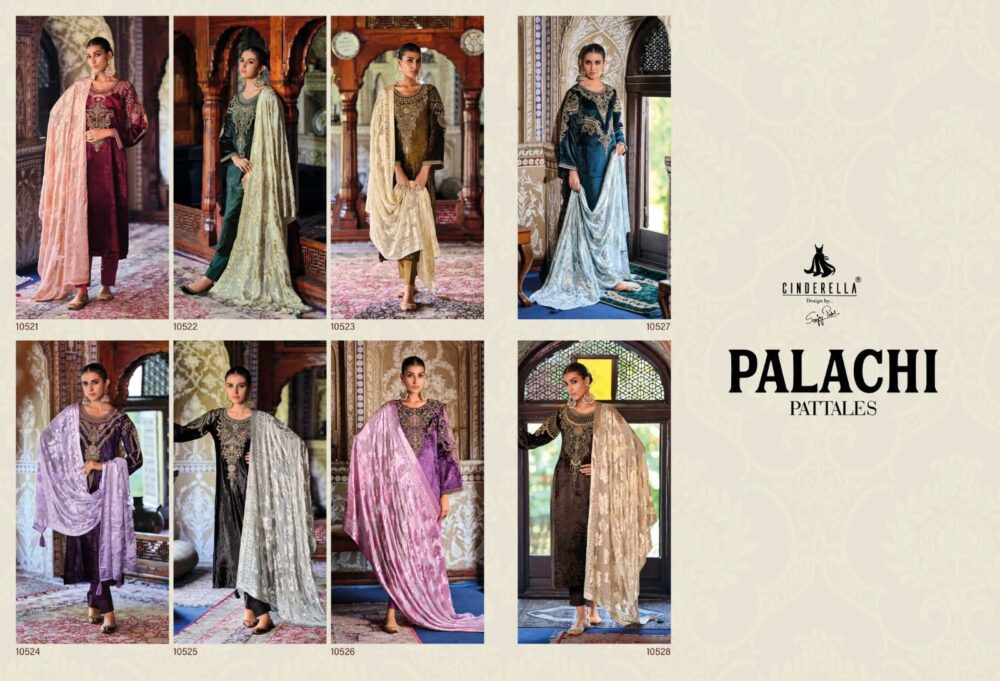 CINDRELLA PALACHI PATTALES PURE VELVET DESIGNER  SALWAR KAMEEZ DRESS MATERIALS - Image 5