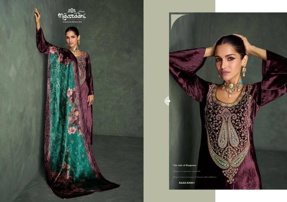 MUMTAZ ARTS MASTAANI SAAZ PURE VISCOSE VELVET SALWAR KAMEEZ - Image 12