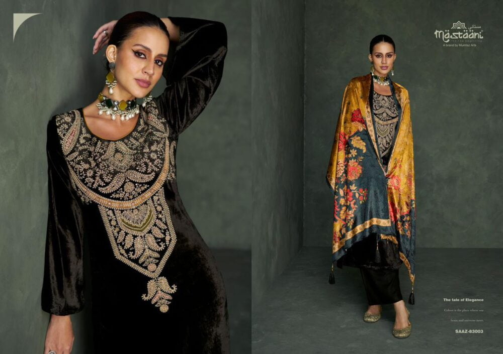 MUMTAZ ARTS MASTAANI SAAZ PURE VISCOSE VELVET SALWAR KAMEEZ - Image 2