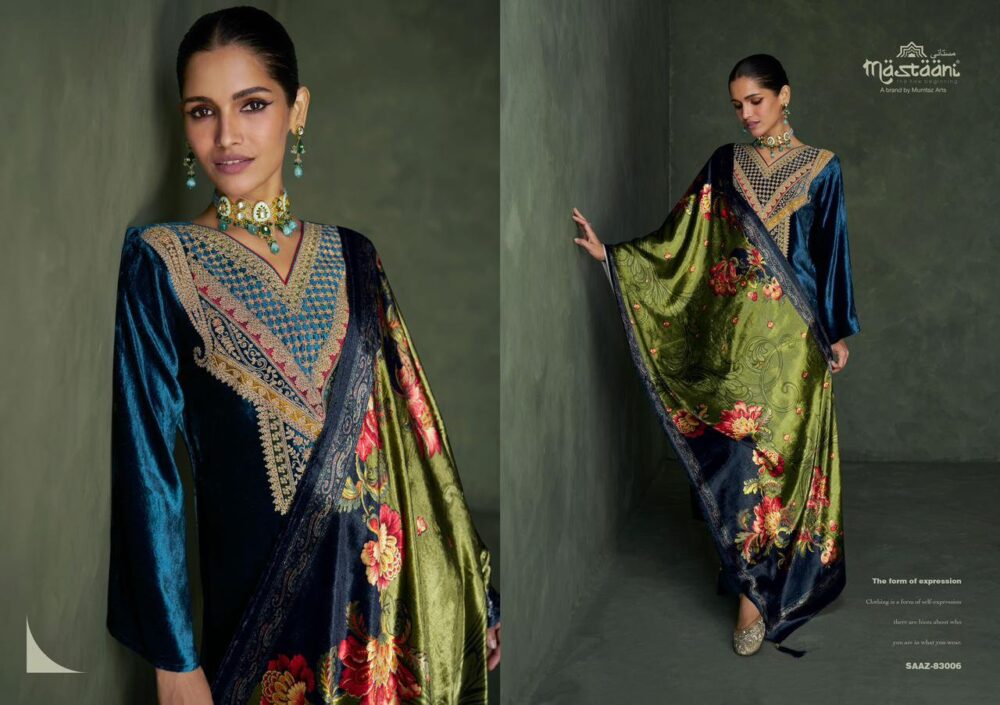 MUMTAZ ARTS MASTAANI SAAZ PURE VISCOSE VELVET SALWAR KAMEEZ - Image 4
