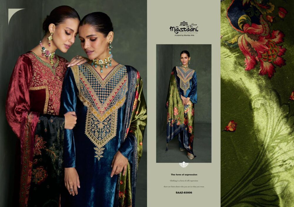 MUMTAZ ARTS MASTAANI SAAZ PURE VISCOSE VELVET SALWAR KAMEEZ - Image 6
