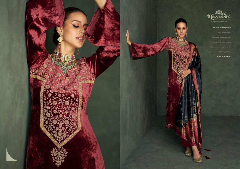MUMTAZ ARTS MASTAANI SAAZ PURE VISCOSE VELVET SALWAR KAMEEZ - Image 7