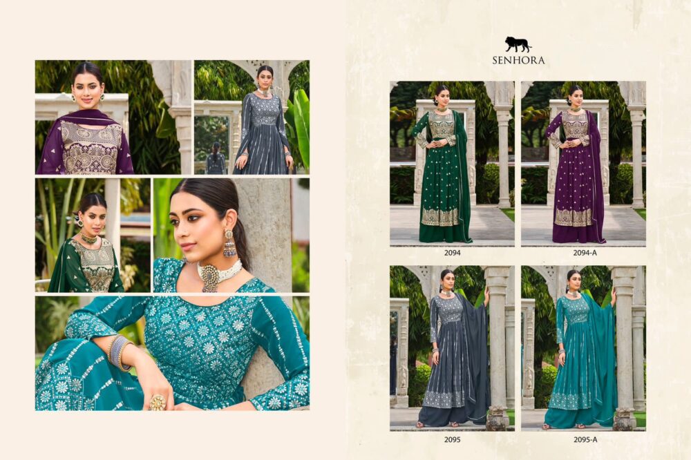 SENHORA DRESSES VEDIKA 2094 PURE GEORGETTE READYMADE LONG SHARARA GOWNS - Image 9