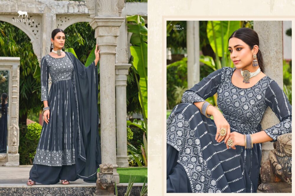 SENHORA DRESSES VEDIKA 2094 PURE GEORGETTE READYMADE LONG SHARARA GOWNS - Image 2