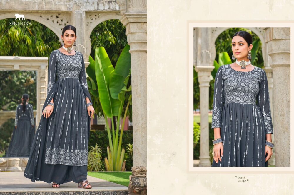 SENHORA DRESSES VEDIKA 2094 PURE GEORGETTE READYMADE LONG SHARARA GOWNS - Image 3