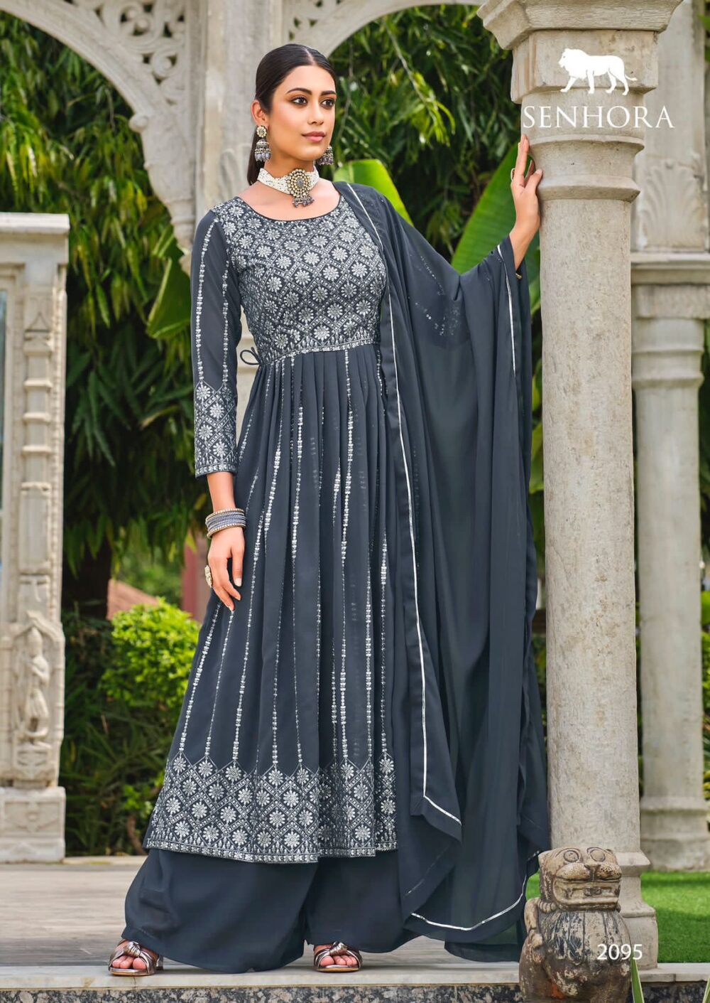 SENHORA DRESSES VEDIKA 2094 PURE GEORGETTE READYMADE LONG SHARARA GOWNS - Image 7