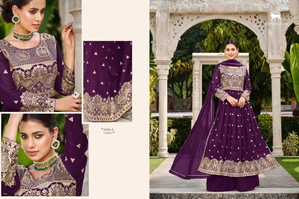 SENHORA DRESSES VEDIKA 2094 PURE GEORGETTE READYMADE LONG SHARARA GOWNS - Image 4