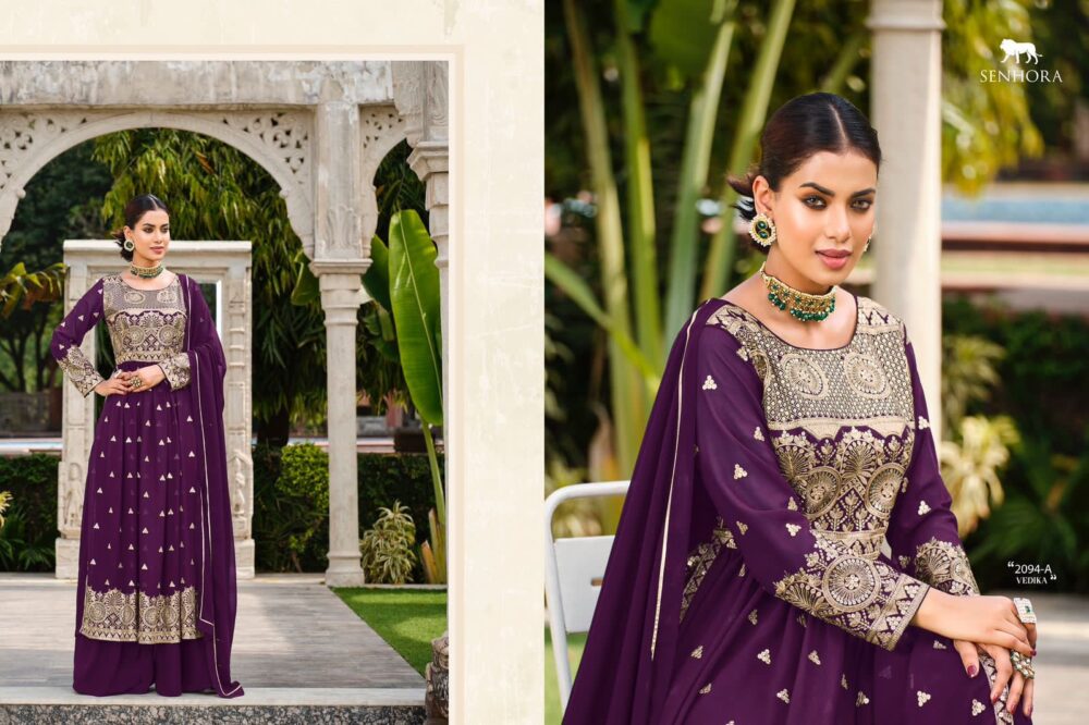 SENHORA DRESSES VEDIKA 2094 PURE GEORGETTE READYMADE LONG SHARARA GOWNS - Image 13