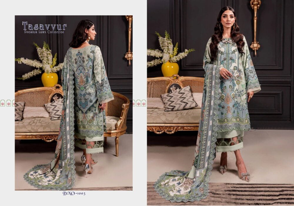 TASAVVUR VOL 1 HEAVY LUXURY LAWN PAKISTANI LAWN SUITS COLLECTION - Image 6