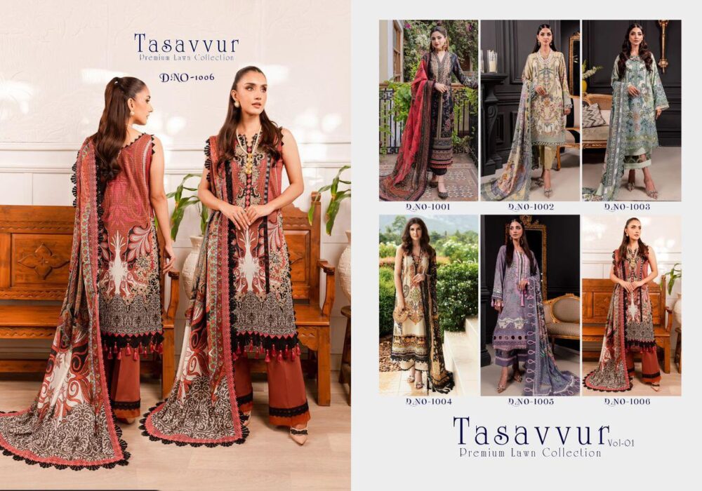 TASAVVUR VOL 1 HEAVY LUXURY LAWN PAKISTANI LAWN SUITS COLLECTION - Image 5