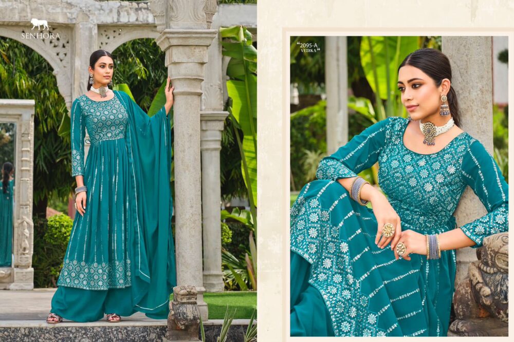 SENHORA DRESSES VEDIKA 2094 PURE GEORGETTE READYMADE LONG SHARARA GOWNS - Image 12