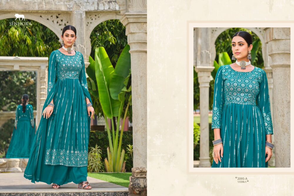 SENHORA DRESSES VEDIKA 2094 PURE GEORGETTE READYMADE LONG SHARARA GOWNS - Image 11