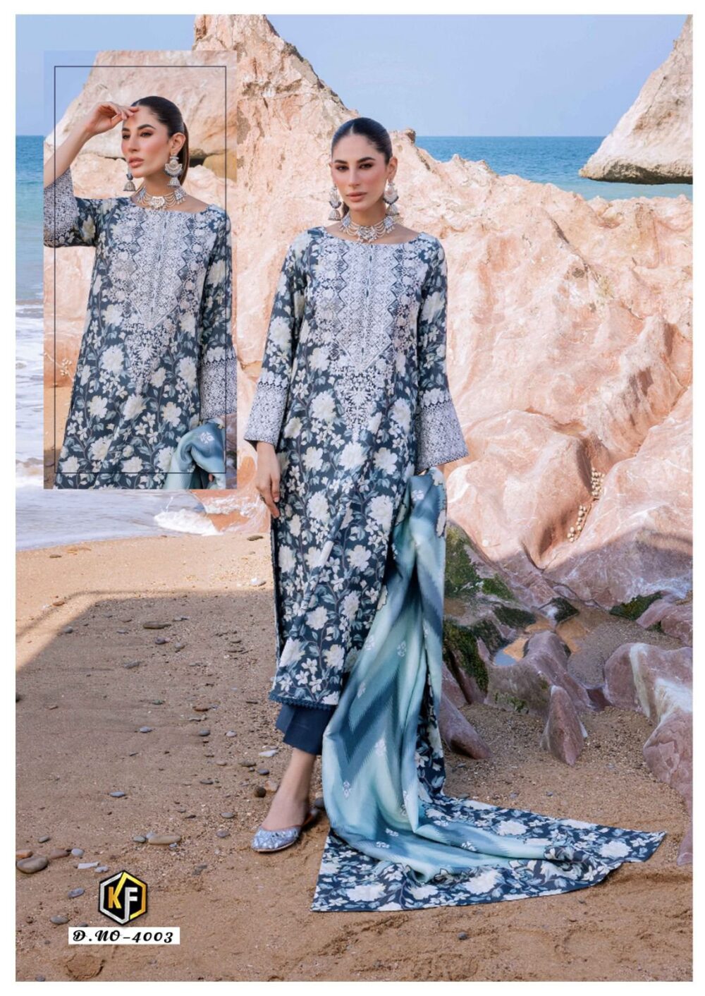 RANGREZ VOL-4 BY KEVAL FAB EXCLUSIVE KARACHI LAWN COTTON DRESS MATERIALS - Image 3