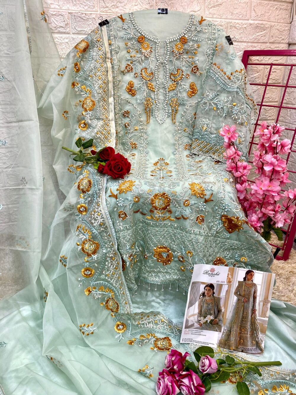 RAMSHA R-595 ORGANZA HEAVY EMBROIDERED PAKISTANI HEAVY SUITS ONLINE INDIA - Image 2