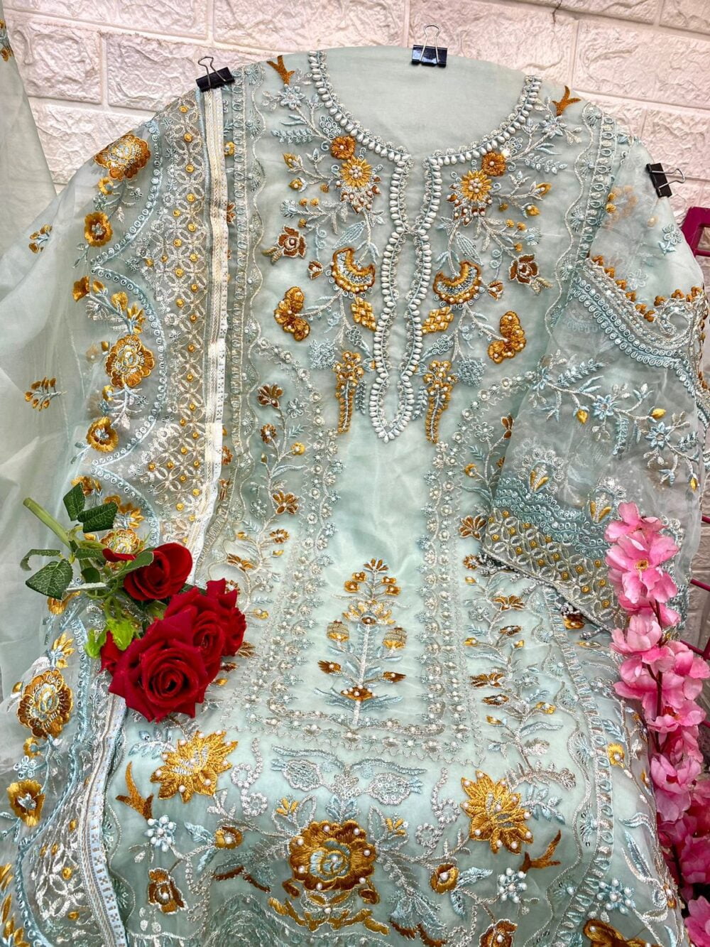 RAMSHA R-595 ORGANZA HEAVY EMBROIDERED PAKISTANI HEAVY SUITS ONLINE INDIA - Image 4